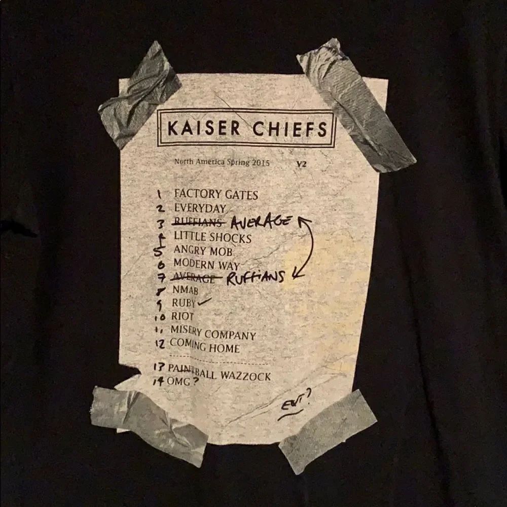Kaiser Chiefs Tour Graphic T shirt 2015 size unisex small